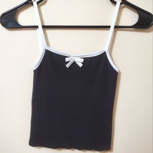 Coquette Style Black Camisole with White Outline (S-M)
